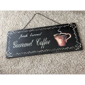 Coffee wood Sign Fresh‎ Brewed Gourmet Kitchen cafe shop Decor Wall Hanging